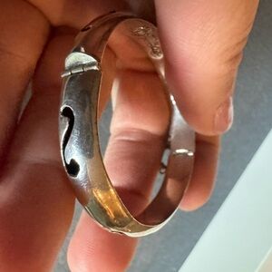 Tiny Size Sterling Silver Hinged Bracelet with Cutout Designs